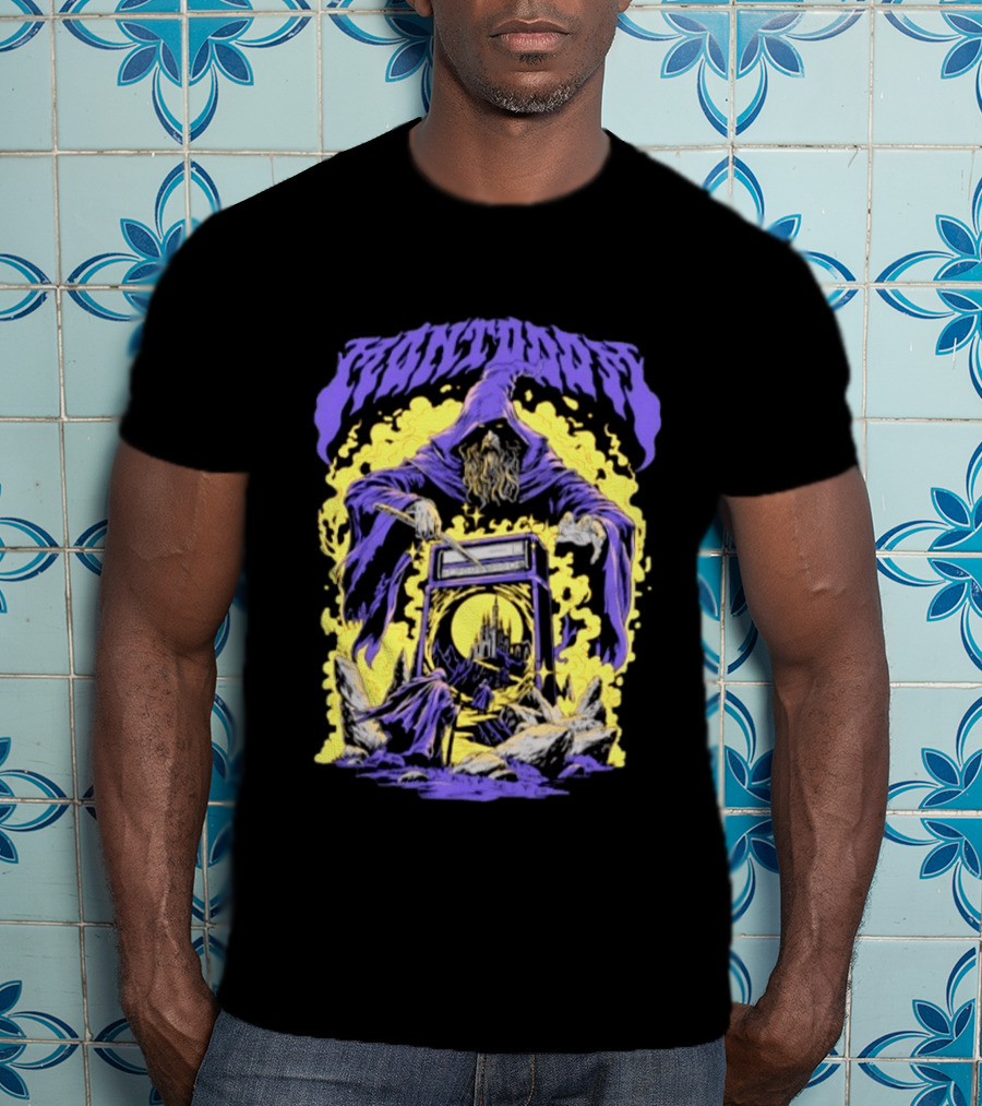 Mantdar Wizard With Castle And Guitar Amplifier Magic Explosion T-Shirt