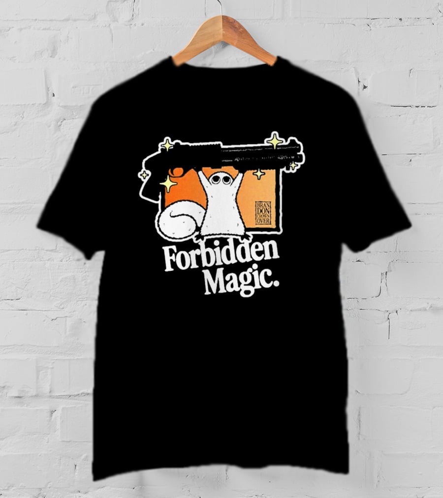 Forbidden Magic Ghost With Shotgun And Sparkles T-Shirt
