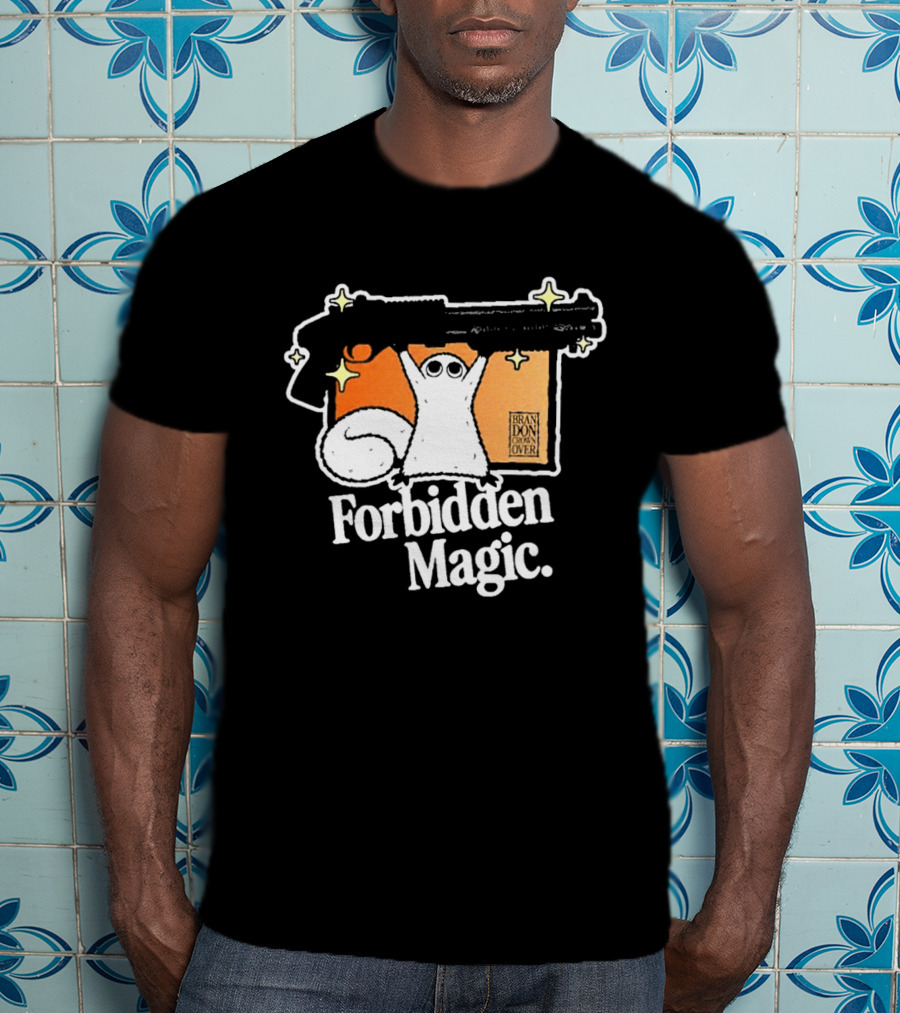 Forbidden Magic Ghost With Shotgun And Sparkles T-Shirt
