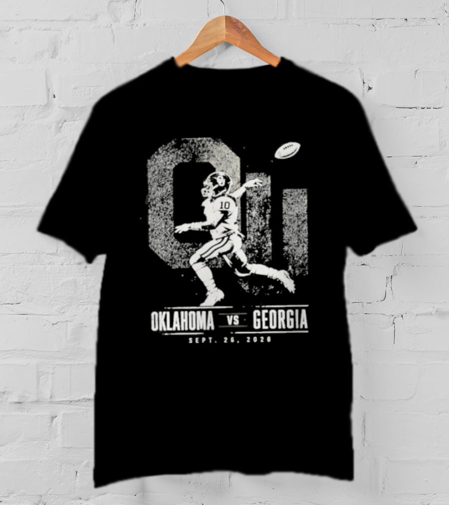 NCAA 2026 Oklahoma Sooners Vs Georgia Football September 26 John Mateer 10 T-Shirt