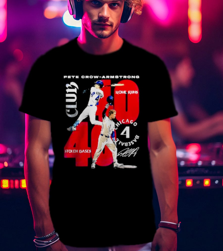 Pete Crow Armstrong Chicago Cubs 40 Home Runs 40 Stolen Bases Club Grunge T-Shirt