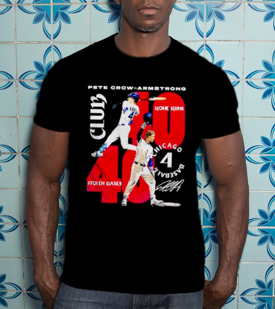 Pete Crow Armstrong Chicago Cubs 40 Home Runs 40 Stolen Bases Club Grunge T-Shirt