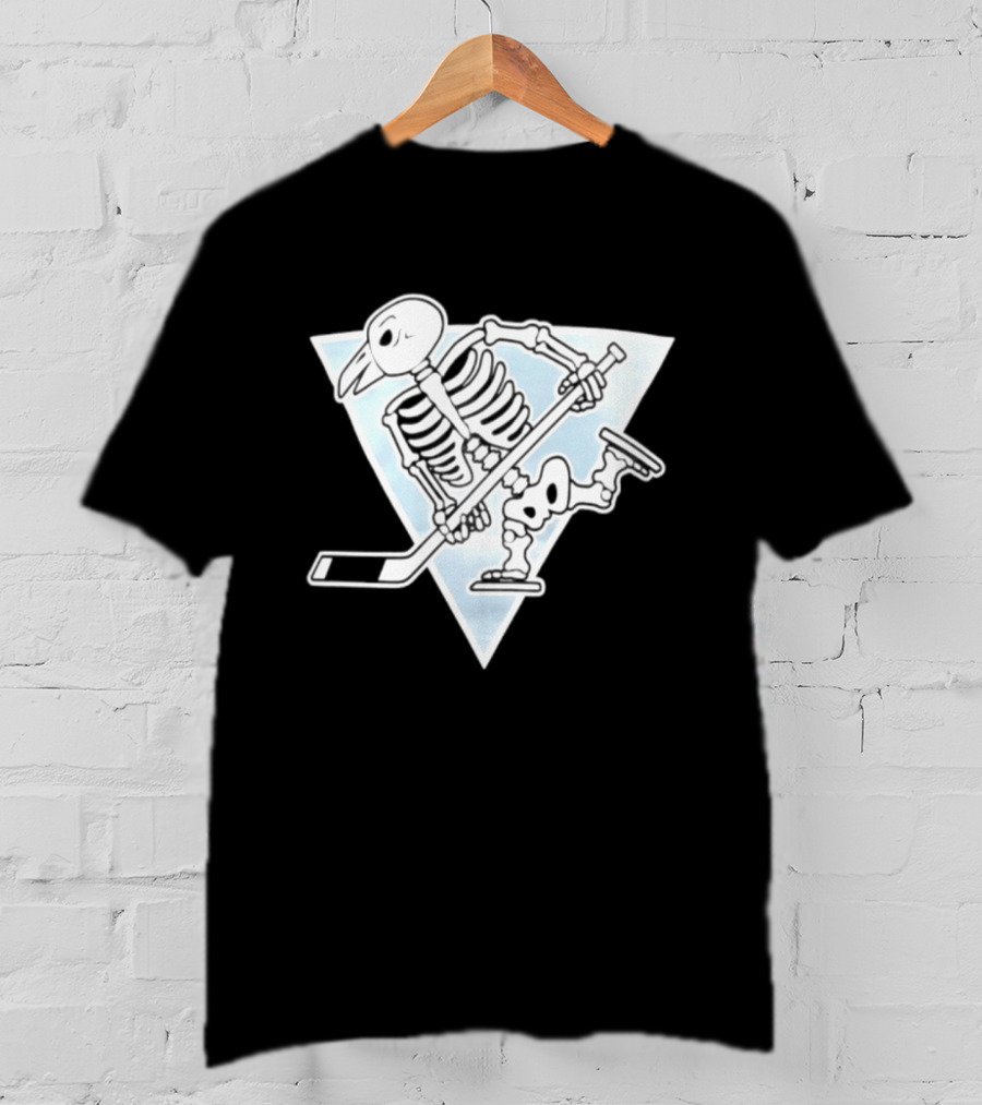 Pittsburgh Penguins Skeleton Bird Hockey Triangle T-Shirt