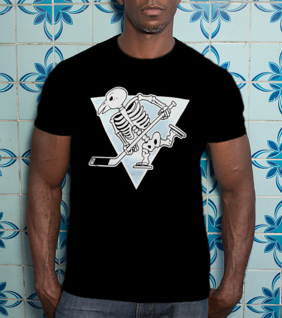 Pittsburgh Penguins Skeleton Bird Hockey Triangle T-Shirt