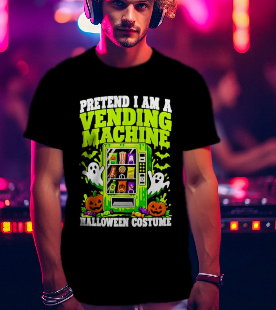 Pretend I Am A Vending Machine Halloween Costume Ghosts Pumpkins Candy Fun T-Shirt