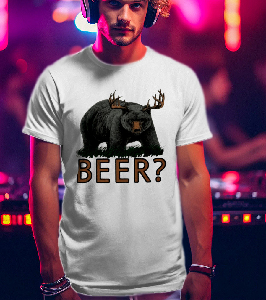 Bear With Antlers Beer T-Shirt