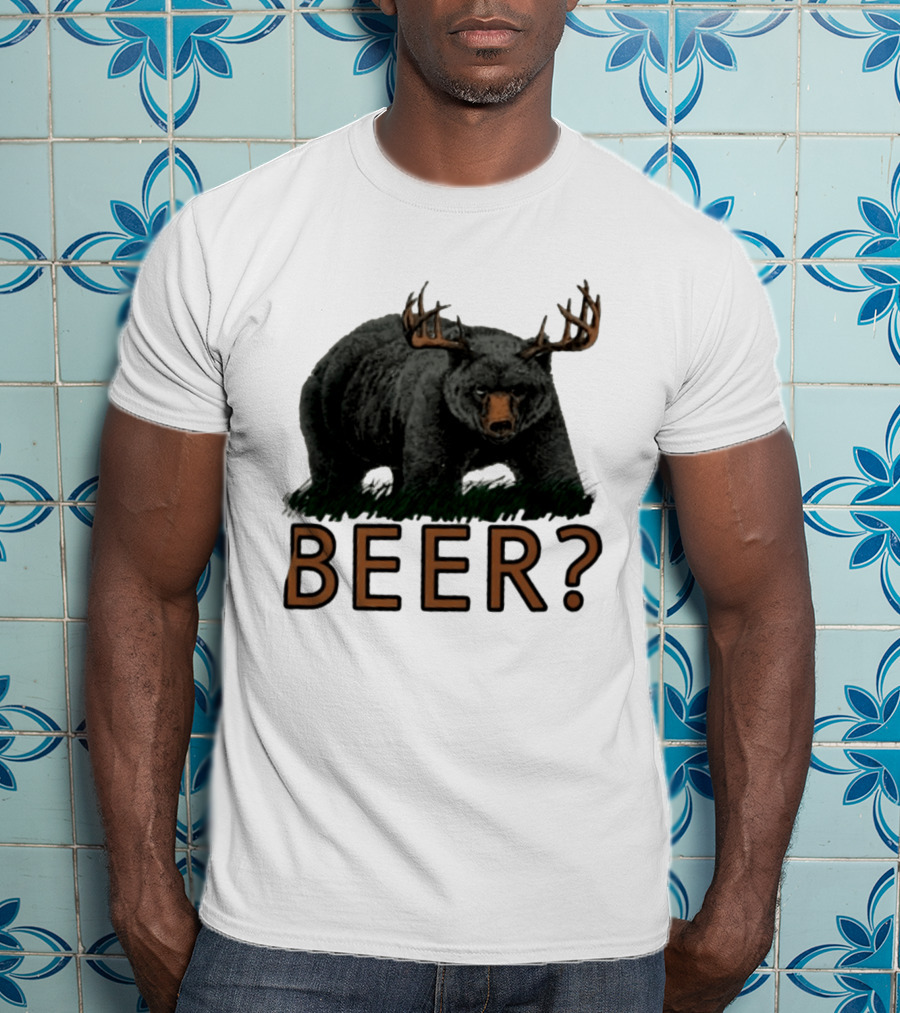 Bear With Antlers Beer T-Shirt