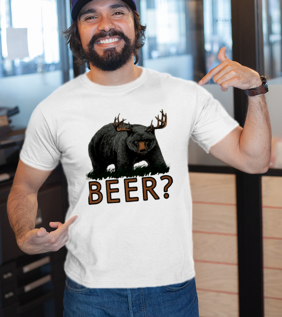 Bear With Antlers Beer T-Shirt