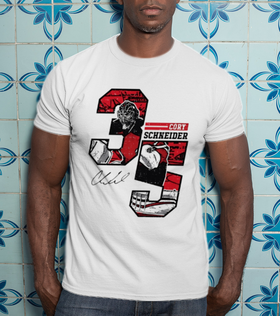 Cory Schneider New Jersey Devils 35 Signature Offset T-Shirt