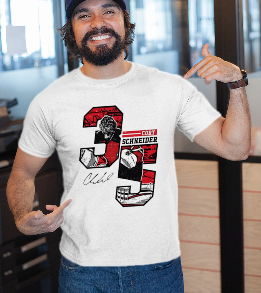 Cory Schneider New Jersey Devils 35 Signature Offset T-Shirt