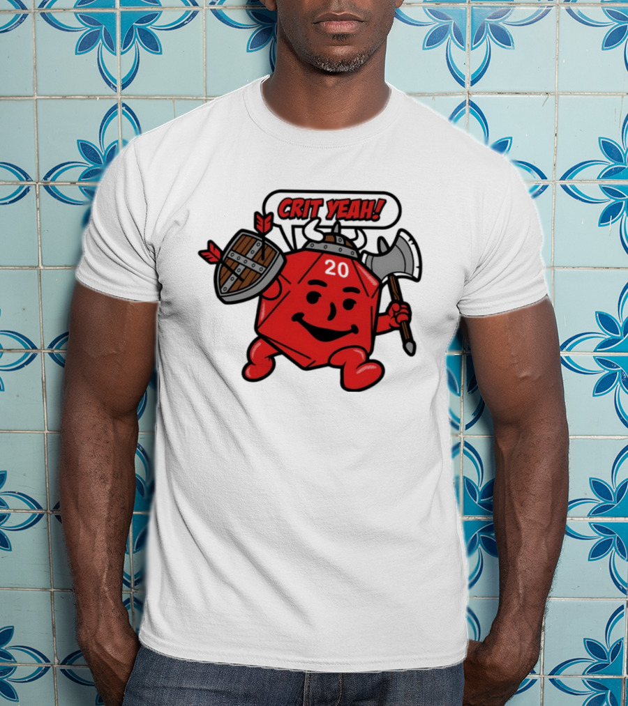 Crit Yeah D20 Viking Dice With Axe And Shield T-Shirt
