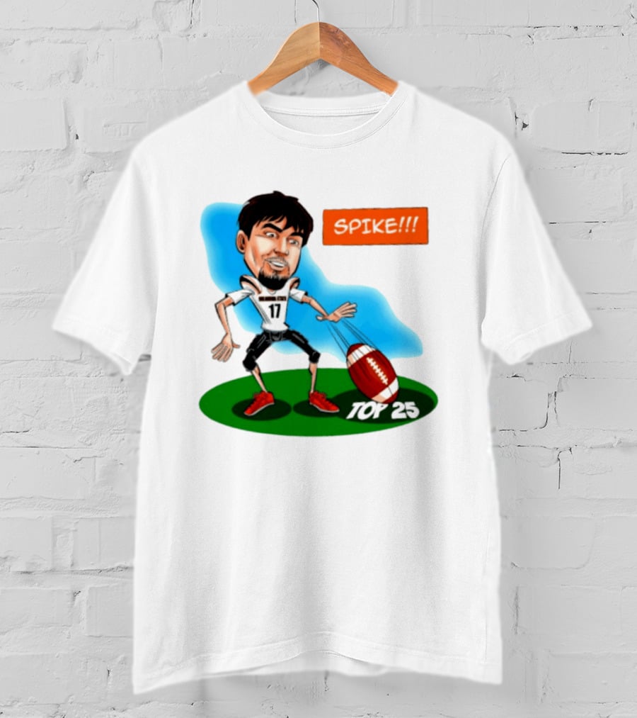Drew Mestemaker Oklahoma State Football Spike Top 25 Player Caricature T-Shirt