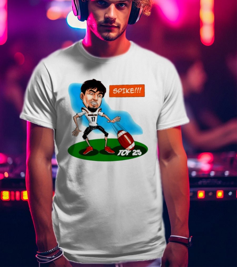 Drew Mestemaker Oklahoma State Football Spike Top 25 Player Caricature T-Shirt