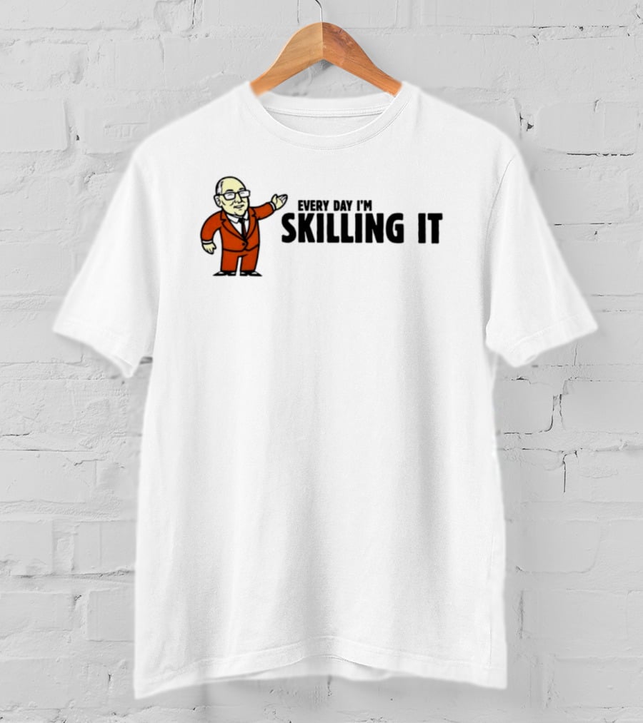 Every Day I'm Skilling It Funny Boss Cartoon In Orange Suit T-Shirt