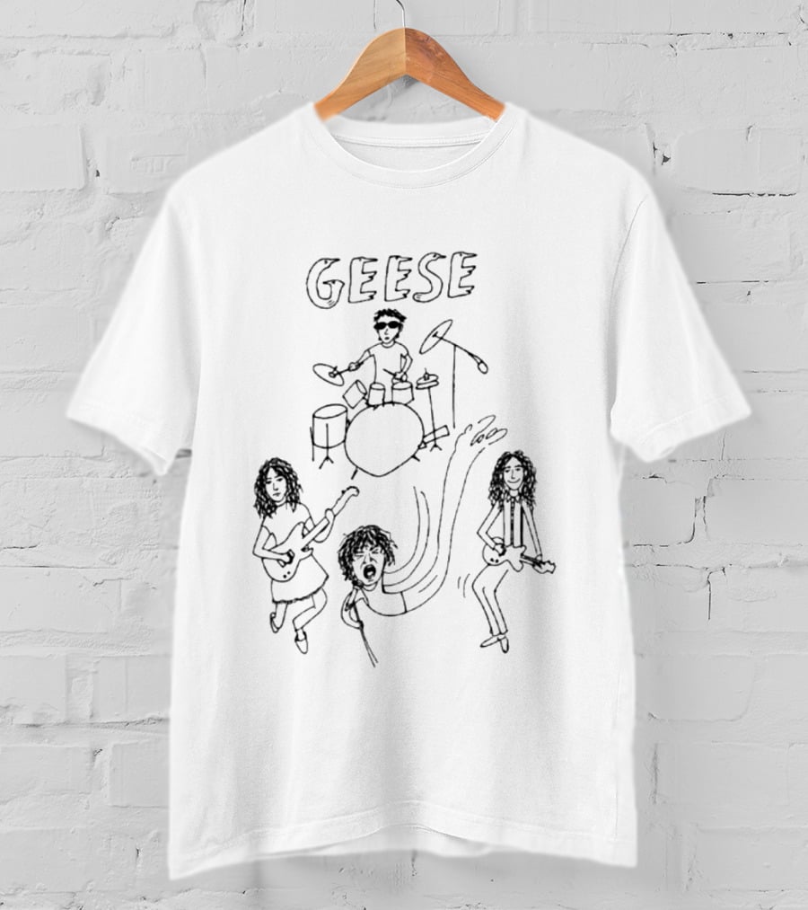 Geese Band Getting Killed Again Fall 2026 North American Tour Monochrome Doodle T-Shirt