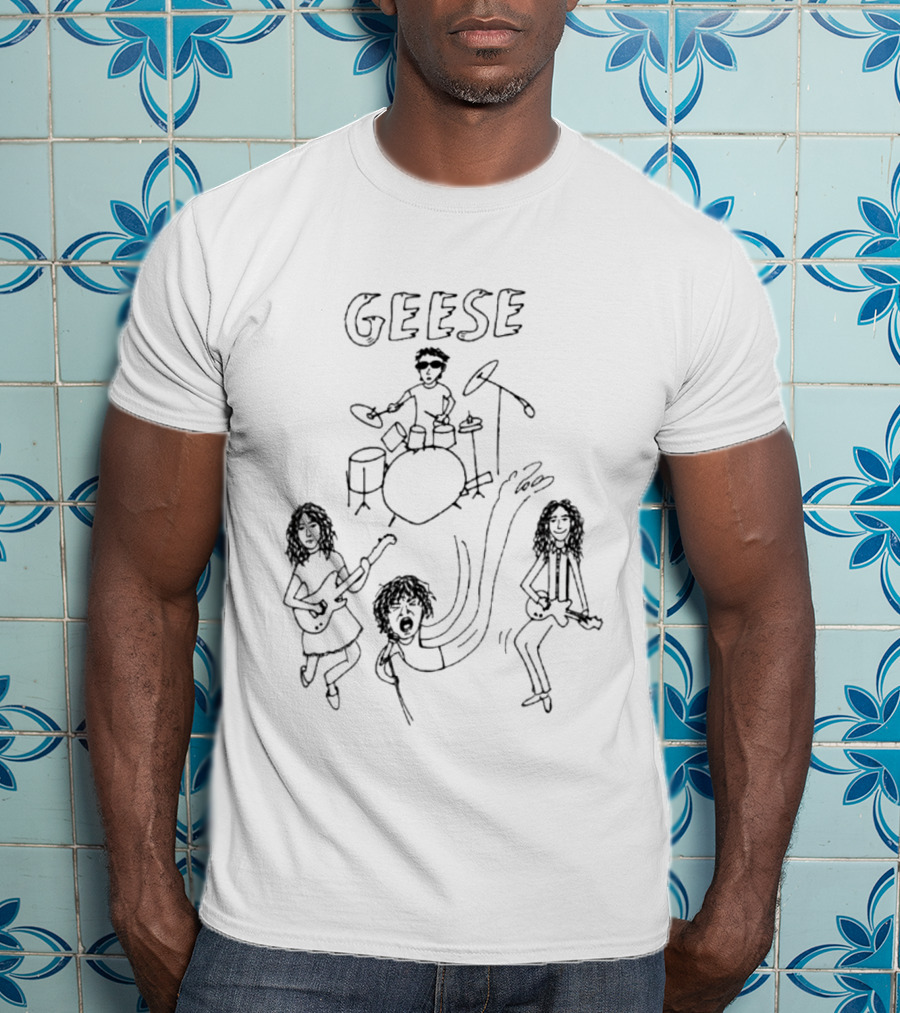 Geese Band Getting Killed Again Fall 2026 North American Tour Monochrome Doodle T-Shirt