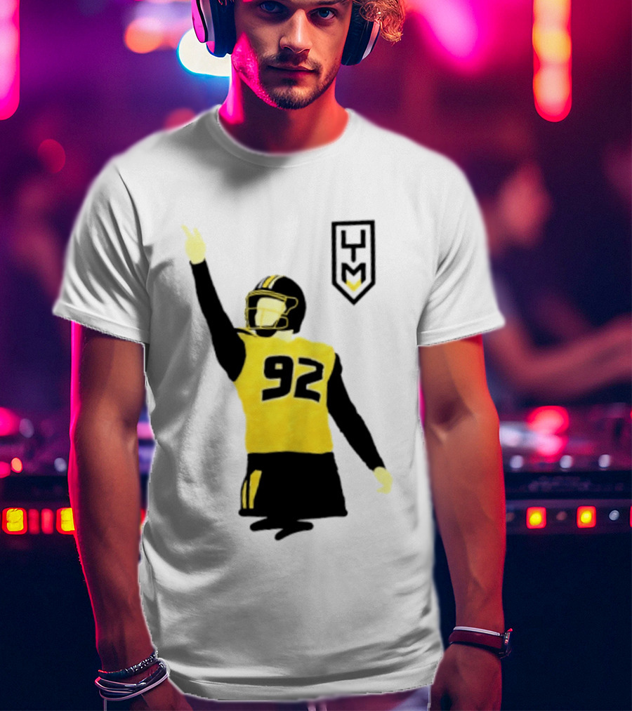 Harrison Mevis 92 Los Angeles Rams The Thiccer Kicker Football Player Quarterback Iconic Celebratory Pose T-Shirt