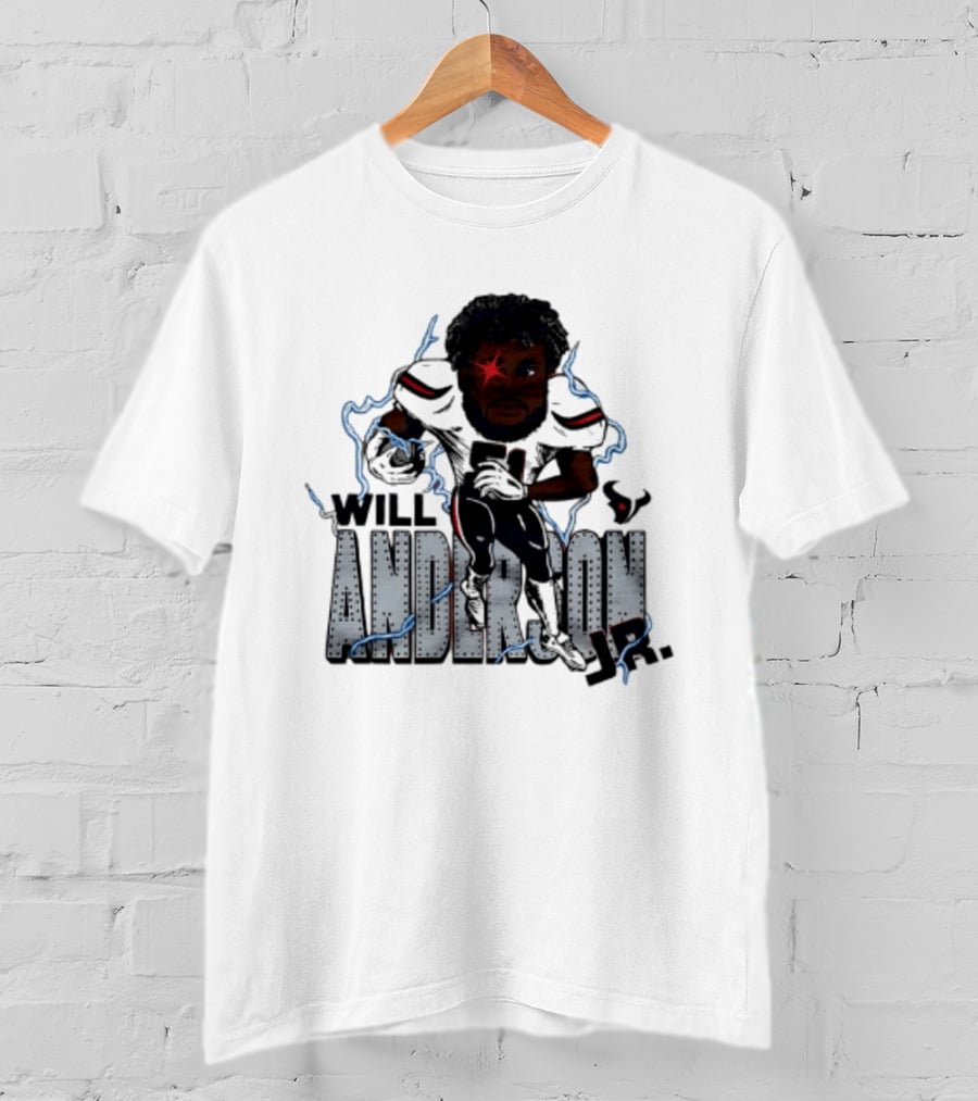 Houston Texans Will Anderson Jr Lightning Caricature Player T-Shirt