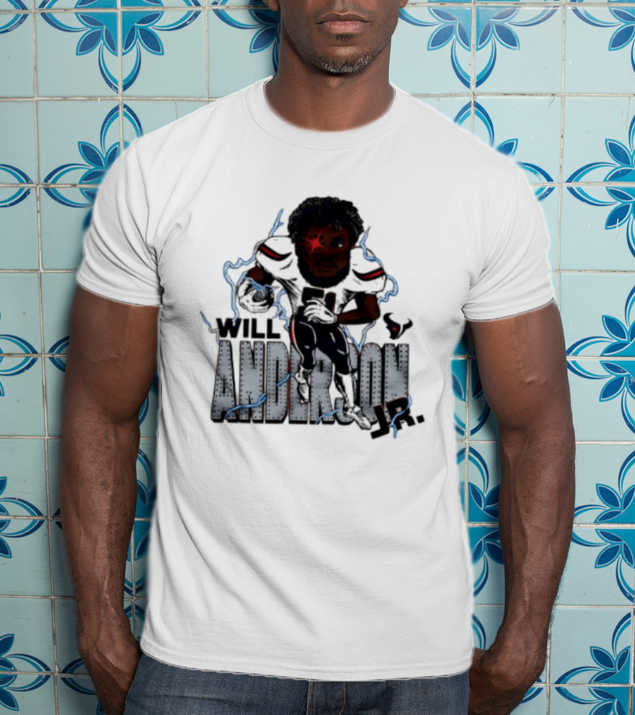 Houston Texans Will Anderson Jr Lightning Caricature Player T-Shirt