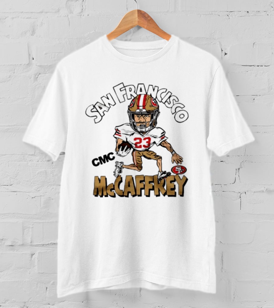San Francisco 49ers CMC McCaffrey Caricature Football 23 T-Shirt