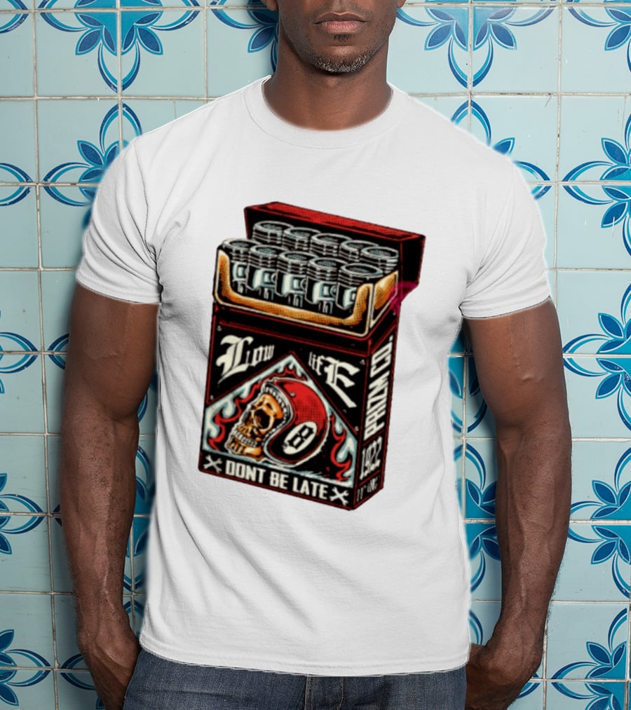 Low Life Prizm Co Don't Be Late Skull Helmet Pistons Pack T-Shirt