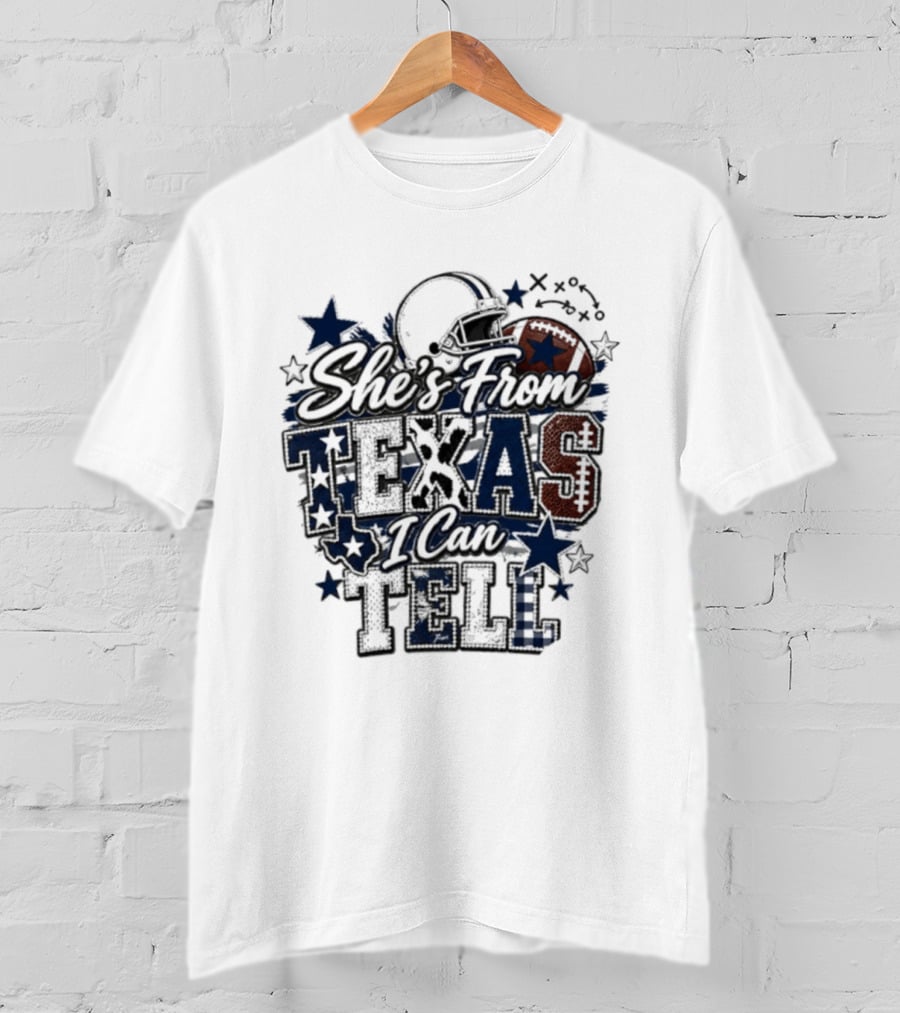 She's From Texas I Can Tell Football Stars Helmets T-Shirt