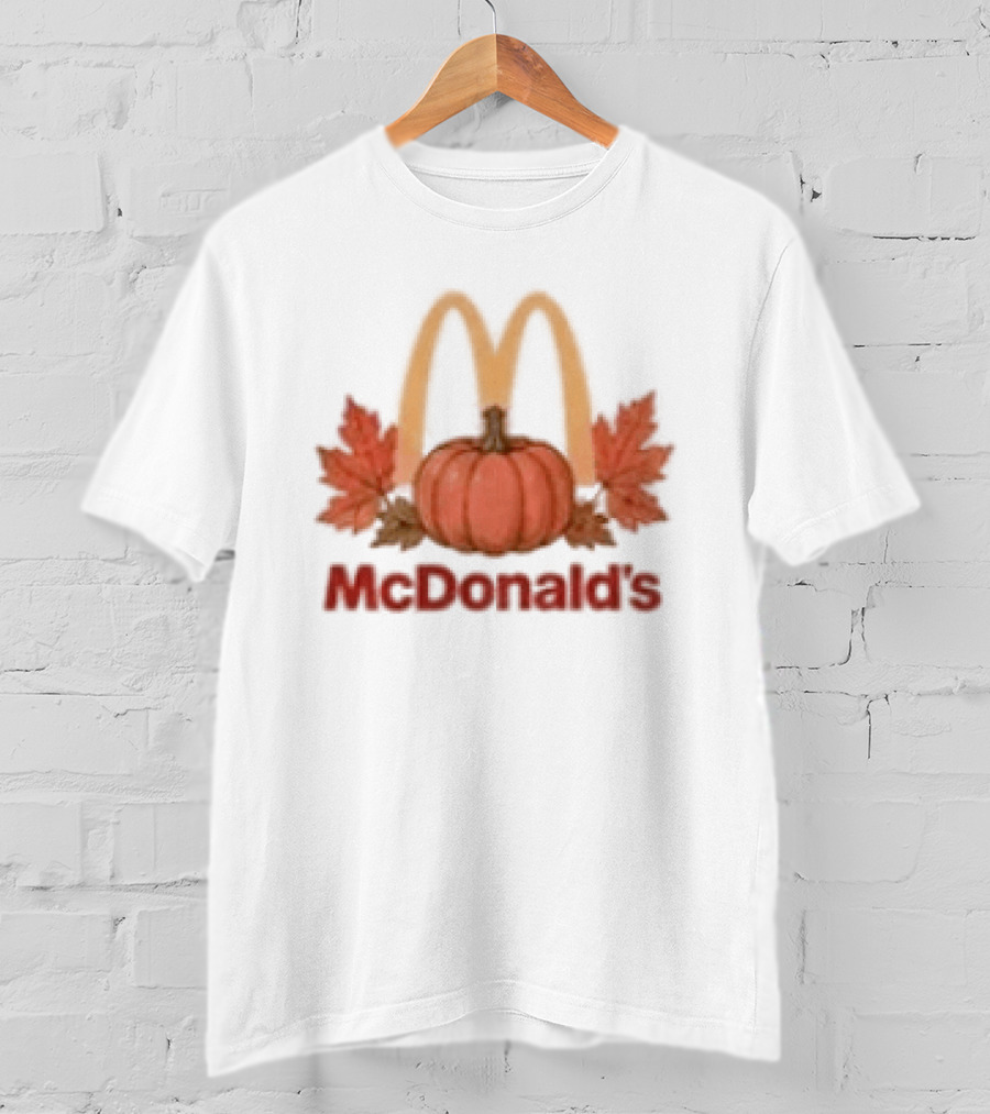McDonald's Autumn Pumpkin Leaves Thankful Blessed Lovin It T-Shirt