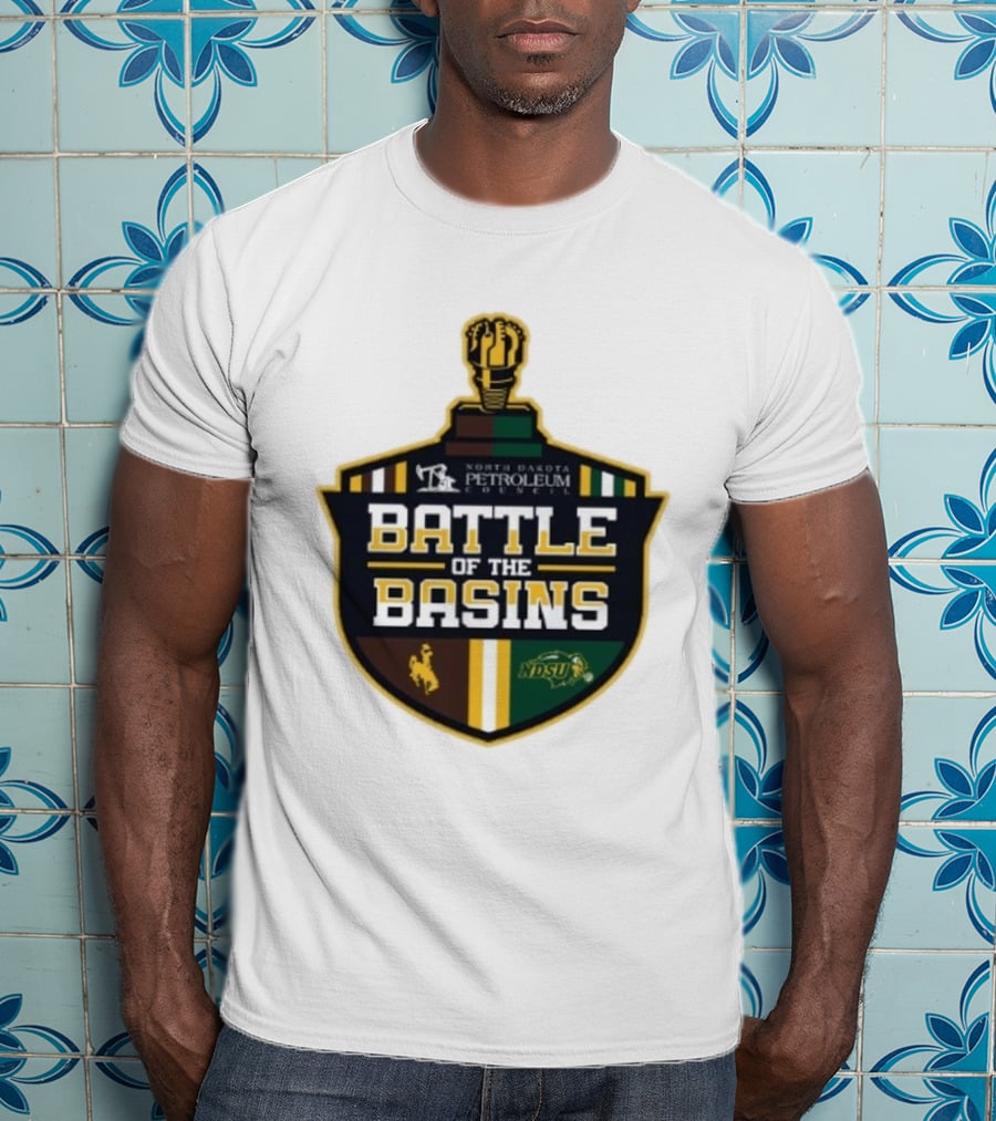 North Dakota Petroleum Council Battle Of The Basins Wyoming Cowboys Vs North Dakota State Bison T-Shirt