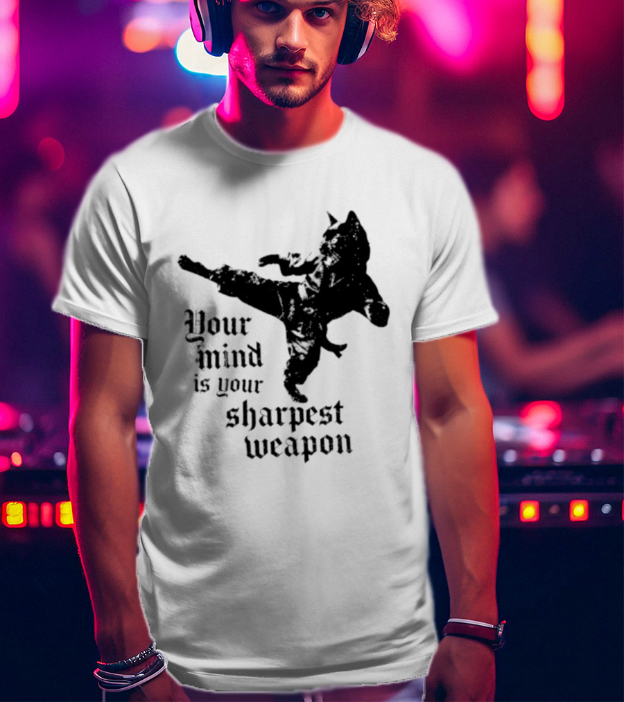 Your Mind Is Your Sharpest Weapon Karate Cat T-Shirt