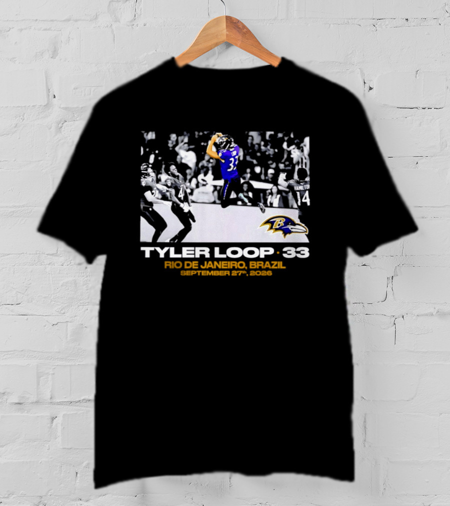 Baltimore Ravens Tyler Loop 33 Rio De Janeiro Brazil September 25 2023 T-Shirt
