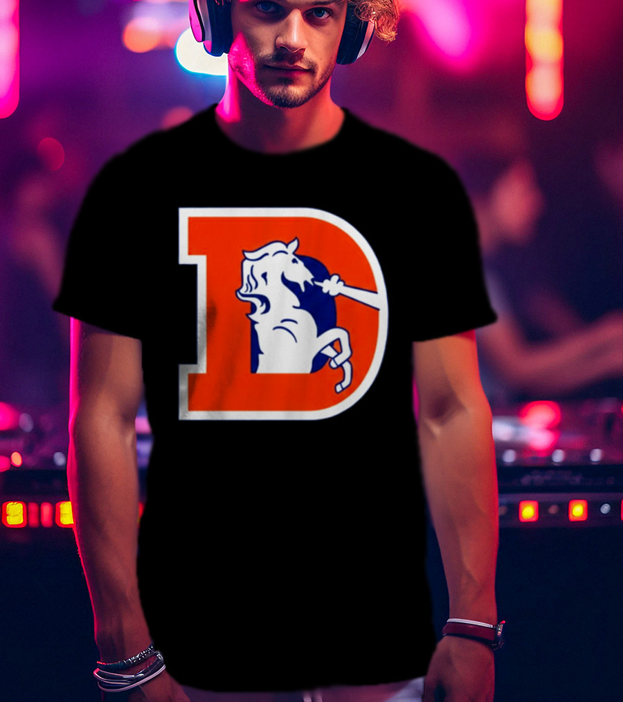 Bo Nix Broncos Old School Denver Horse Icon D T-Shirt