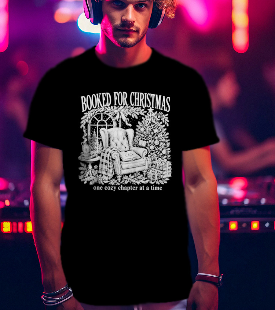 Booked For Christmas Cozy Chapter By The Fireplace T-Shirt
