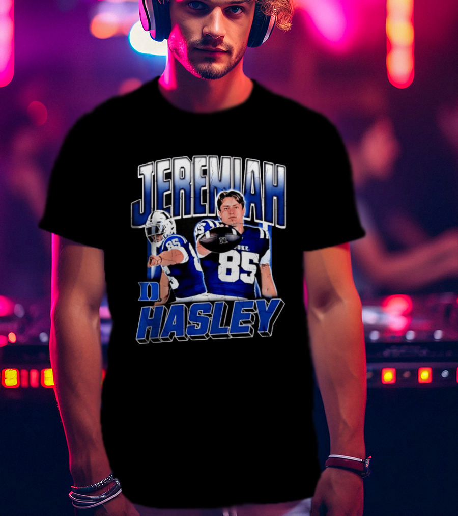 Jeremiah Hasley Duke Blue Devils Football 85 Player 90s Bootleg T-Shirt