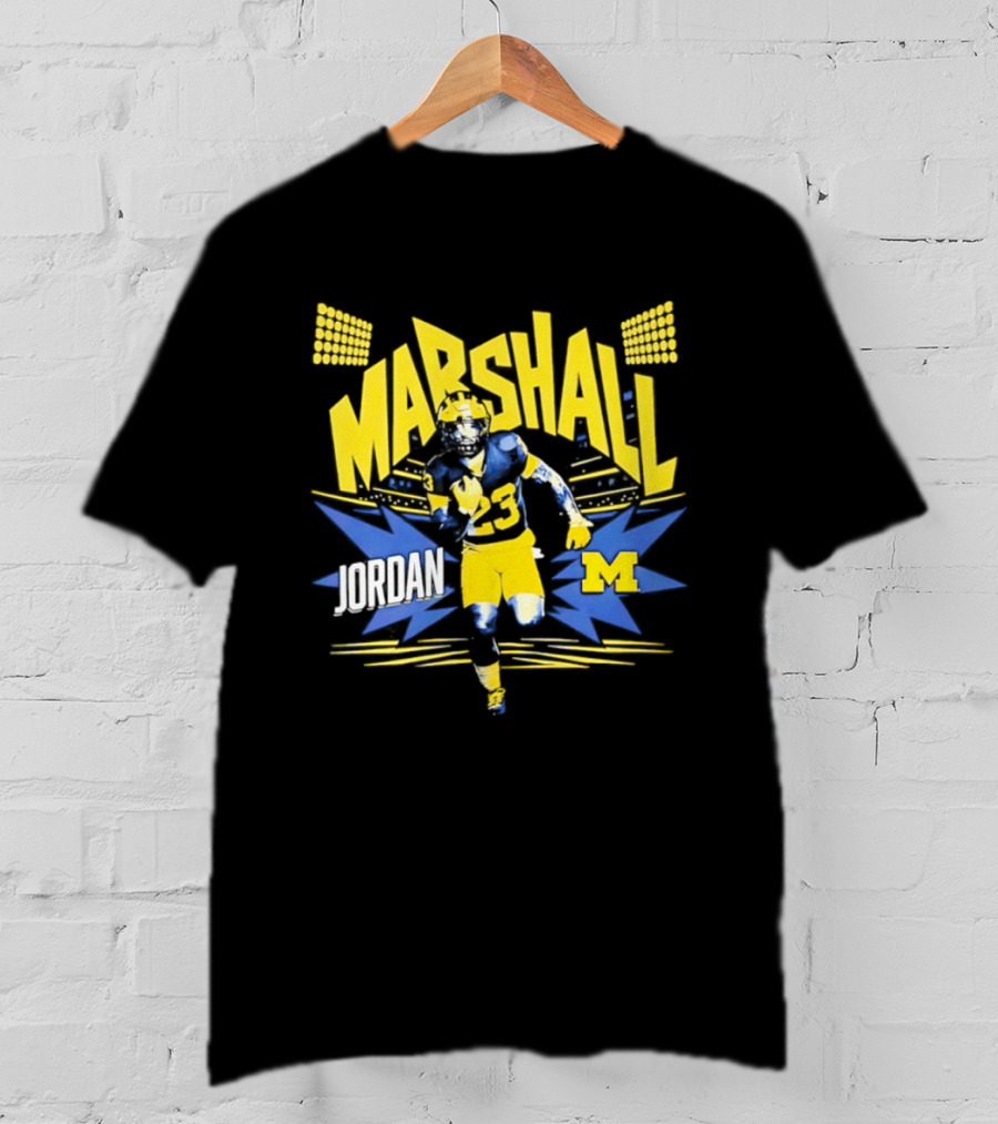 Jordan Marshall Michigan Wolverines Comic Book Style Michigan Wolverines T-Shirt
