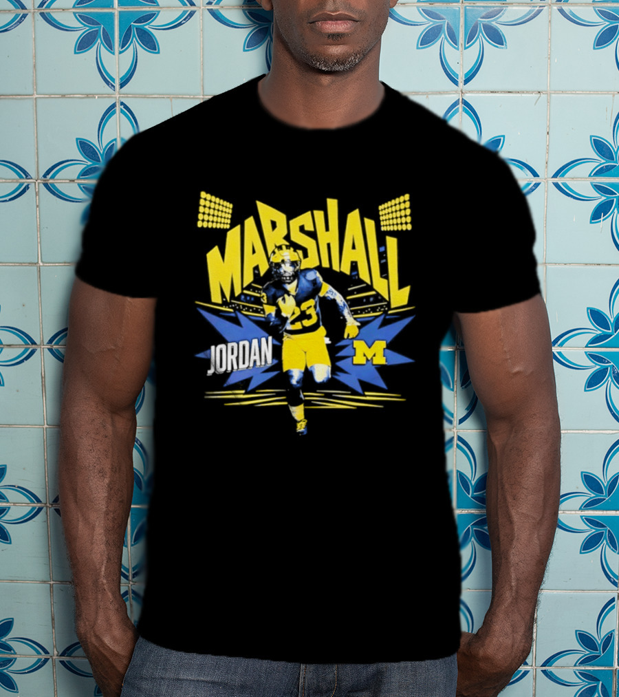 Jordan Marshall Michigan Wolverines Comic Book Style Michigan Wolverines T-Shirt