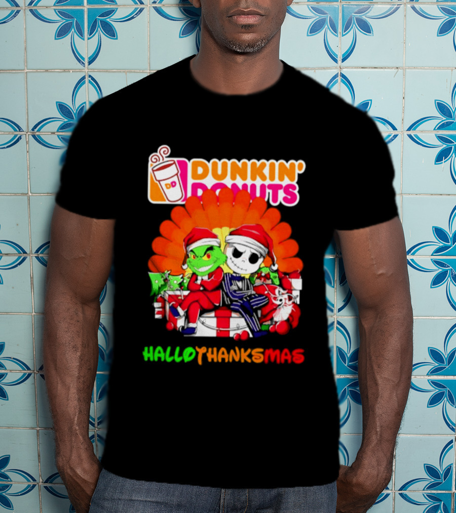Dunkin' Donuts Grinch Jack Skellington Hallothanksmas 2026 T-Shirt