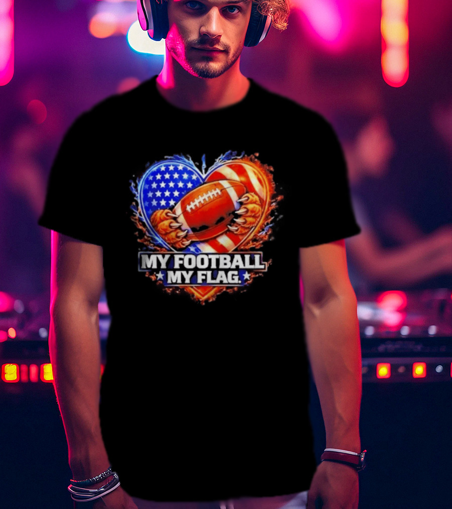 Heart American Football 2026 Season My Football My Flag T-Shirt