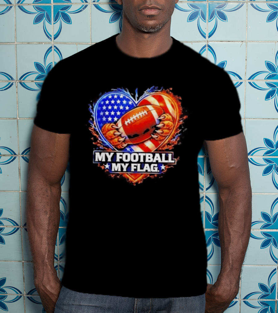 Heart American Football 2026 Season My Football My Flag T-Shirt
