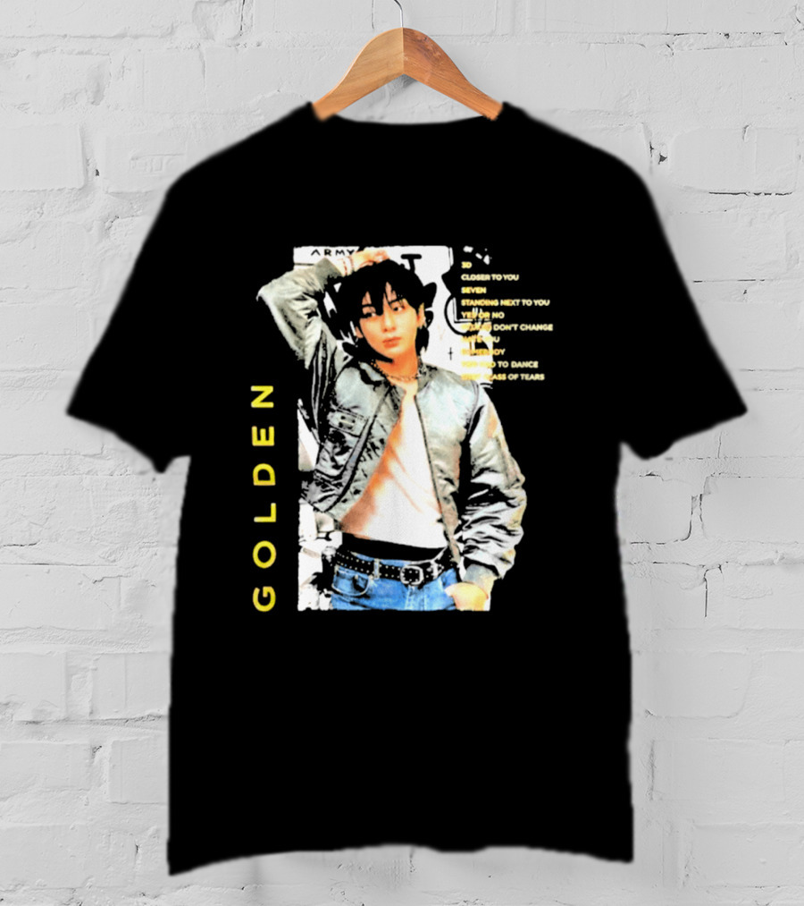 Seok Jin Wearing Jungkook Golden Visual With Song Titles T-Shirt