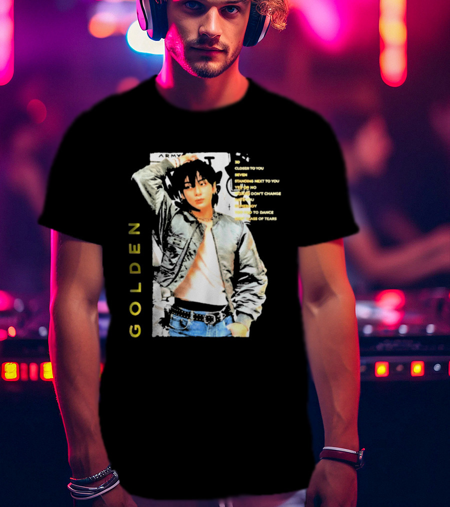 Seok Jin Wearing Jungkook Golden Visual With Song Titles T-Shirt