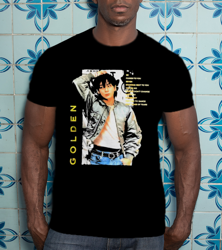 Seok Jin Wearing Jungkook Golden Visual With Song Titles T-Shirt