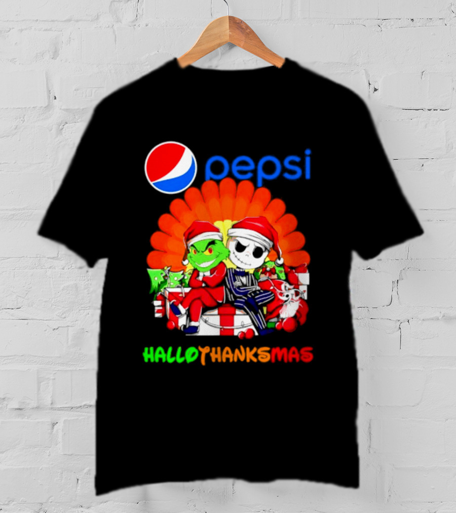 Pepsi Grinch Jack Skellington Hallothanksmas 2026 Holiday Mashup T-Shirt