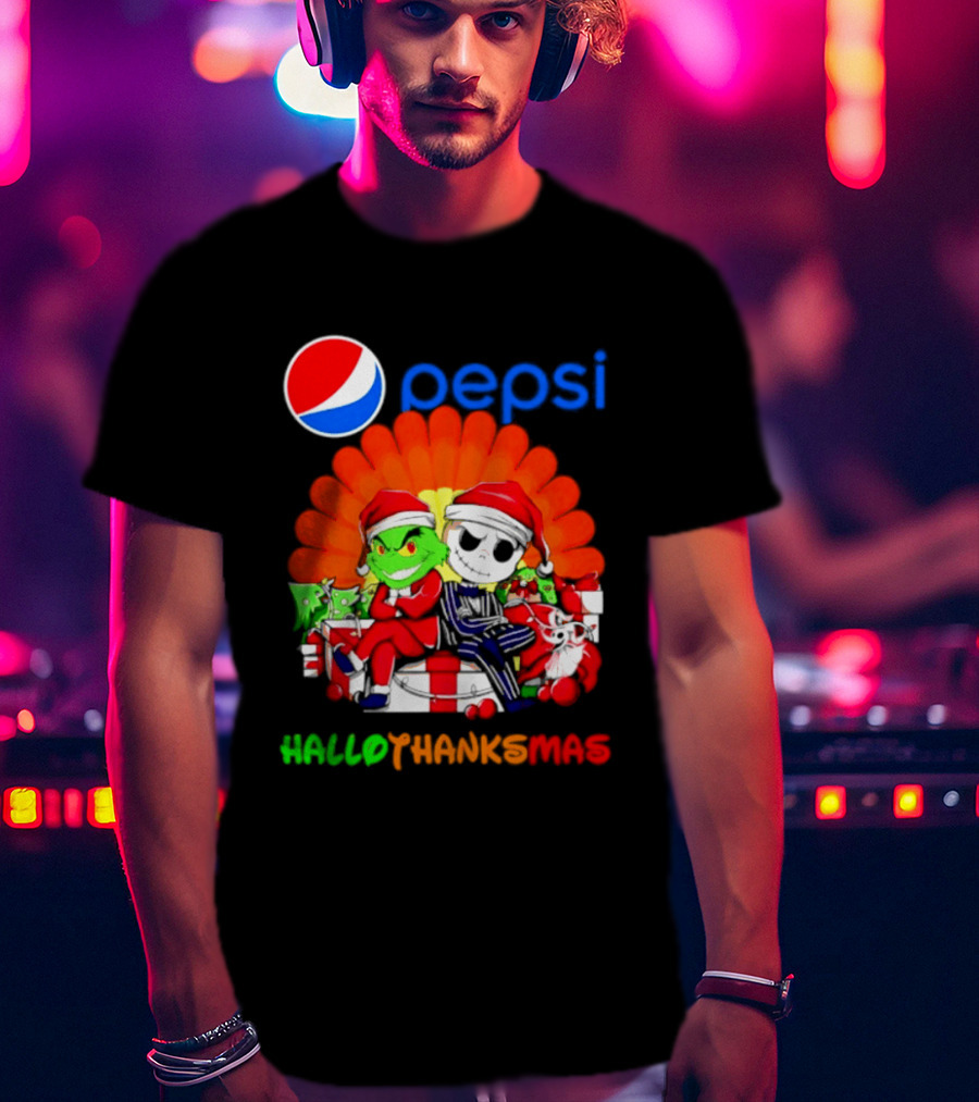 Pepsi Grinch Jack Skellington Hallothanksmas 2026 Holiday Mashup T-Shirt