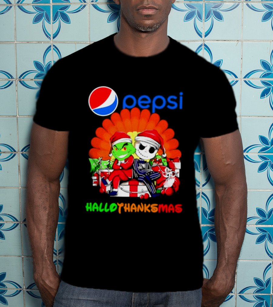 Pepsi Grinch Jack Skellington Hallothanksmas 2026 Holiday Mashup T-Shirt