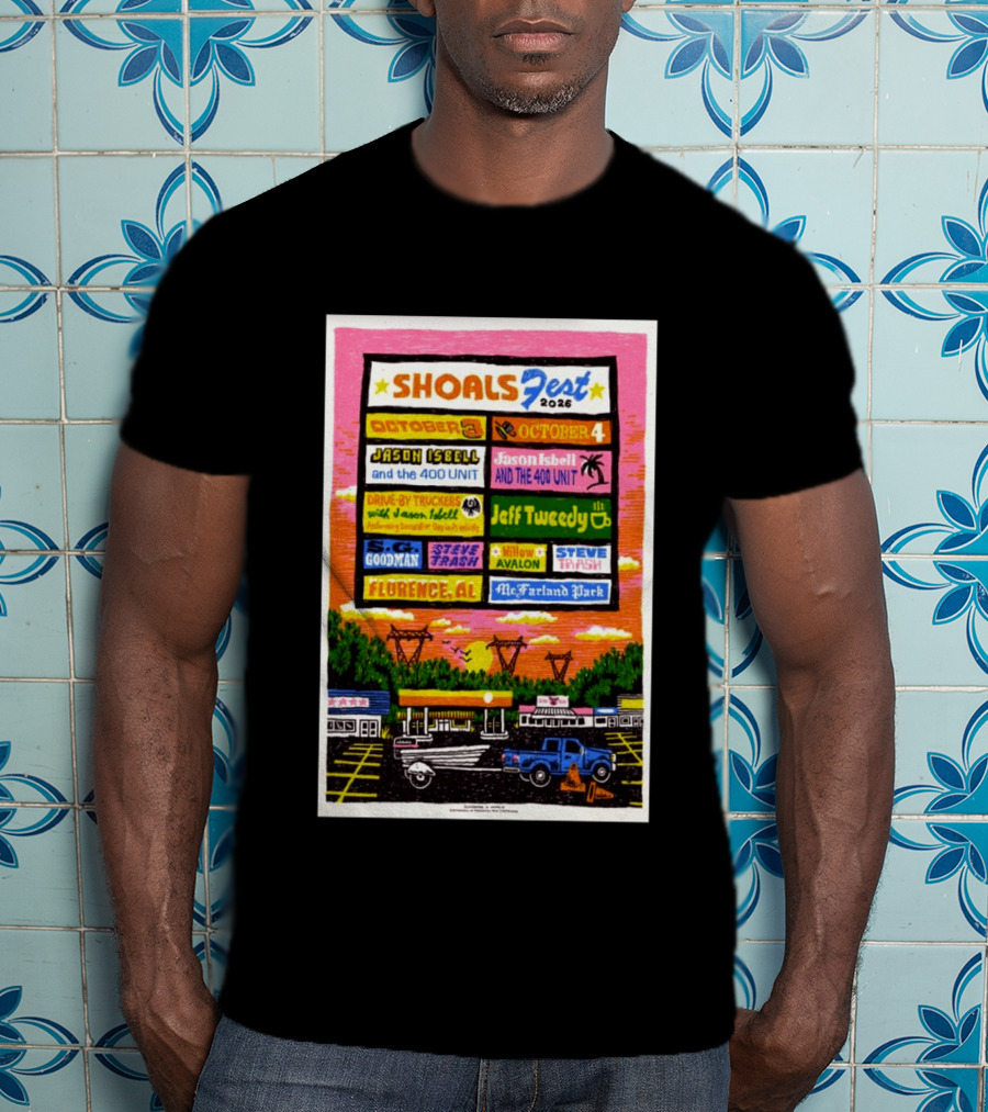 ShoalsFest 2026 October 3 4 Jason Isbell Drive By Truckers Jeff Tweedy Florence AL McFarland Park T-Shirt