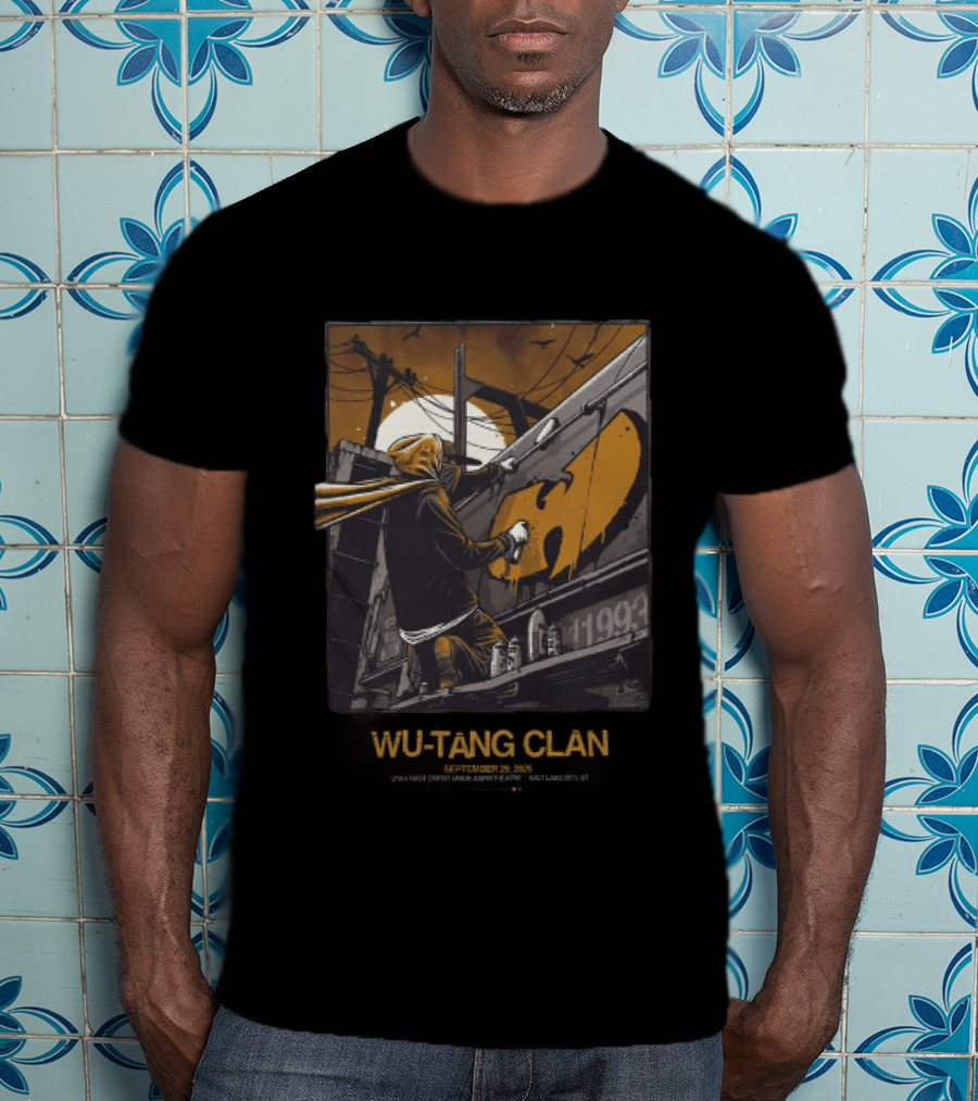 Wu Tang Clan Graffiti Art With Iconic Logo And Hooded Artist Scene T-Shirt
