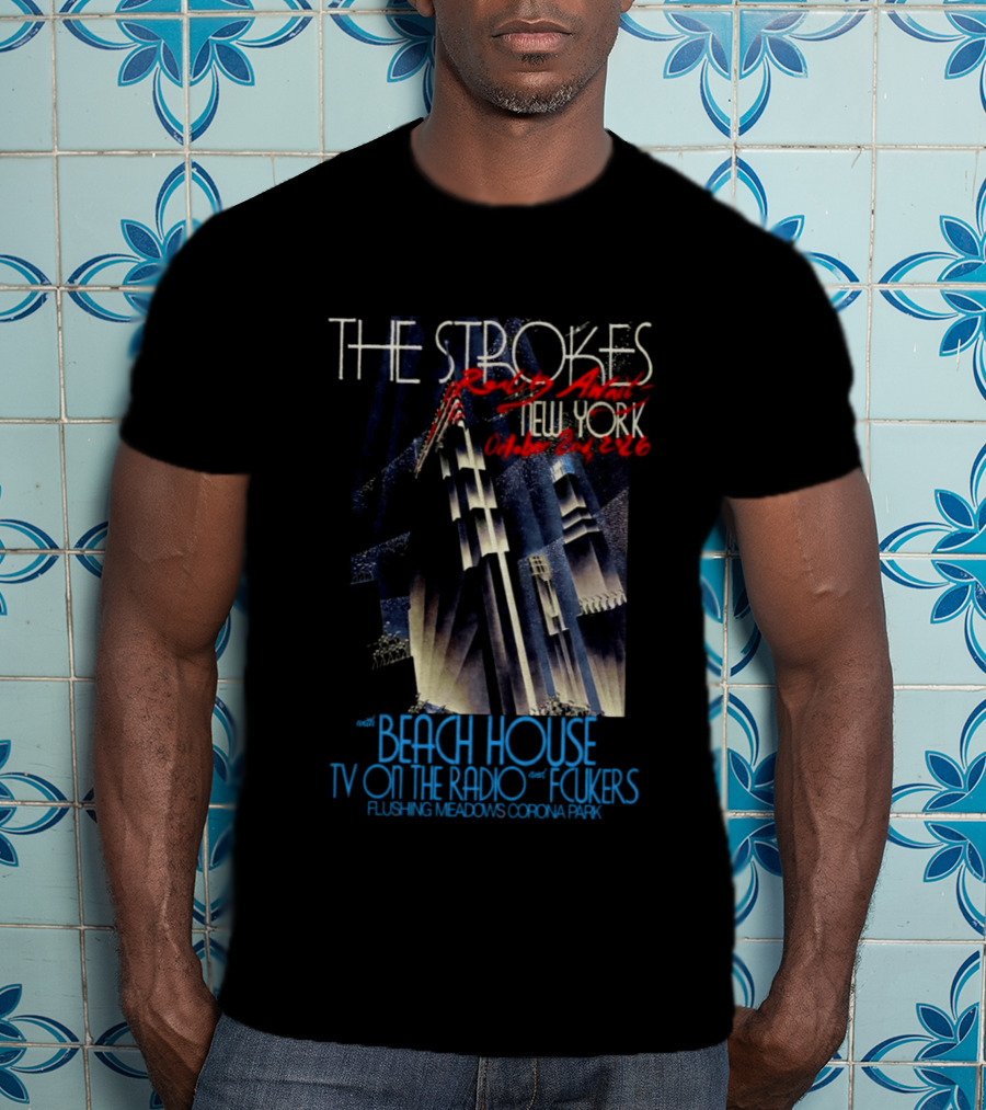 The Strokes October 2 2026 Flushing Meadows Corona Park Queens NY Beach House TV On The Radio Folkers T-Shirt