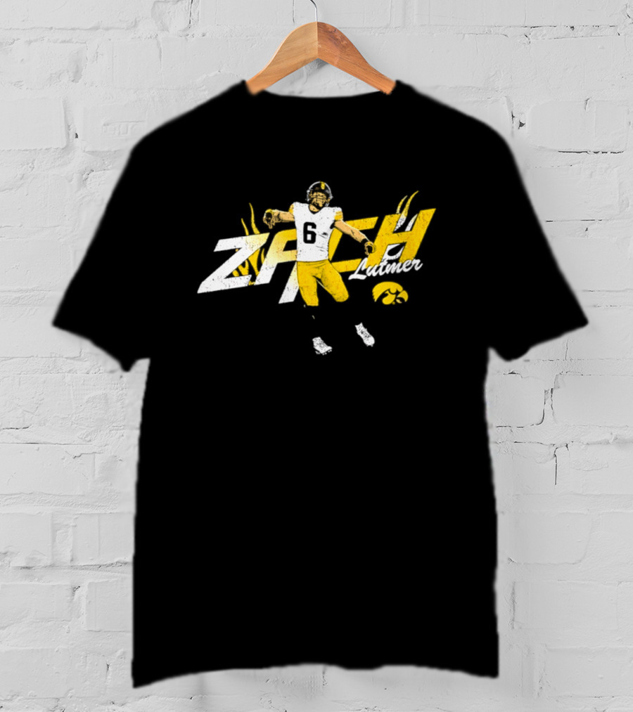 Zach Lutmer Iowa Hawkeyes Number 6 NCAA Football Player Celebration T-Shirt