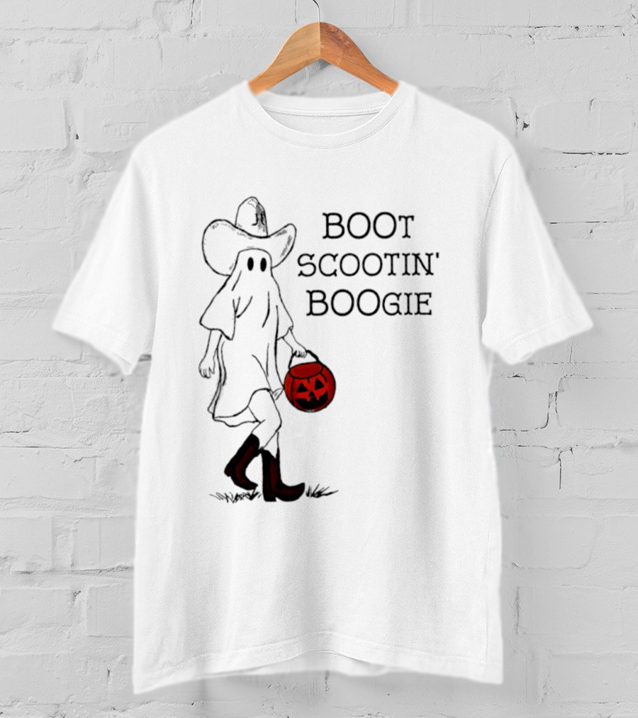 Boot Scootin' Boogie Ghost Cowgirl Halloween Trick Or Treat T-Shirt