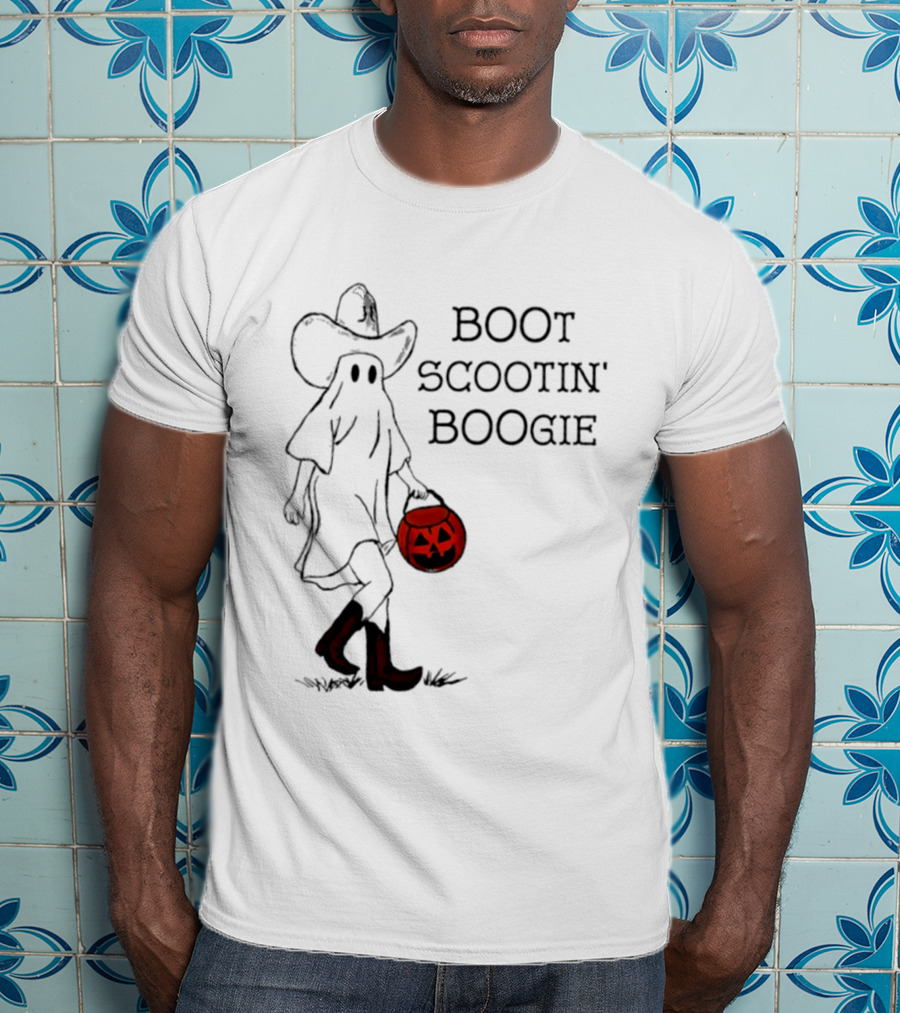 Boot Scootin' Boogie Ghost Cowgirl Halloween Trick Or Treat T-Shirt